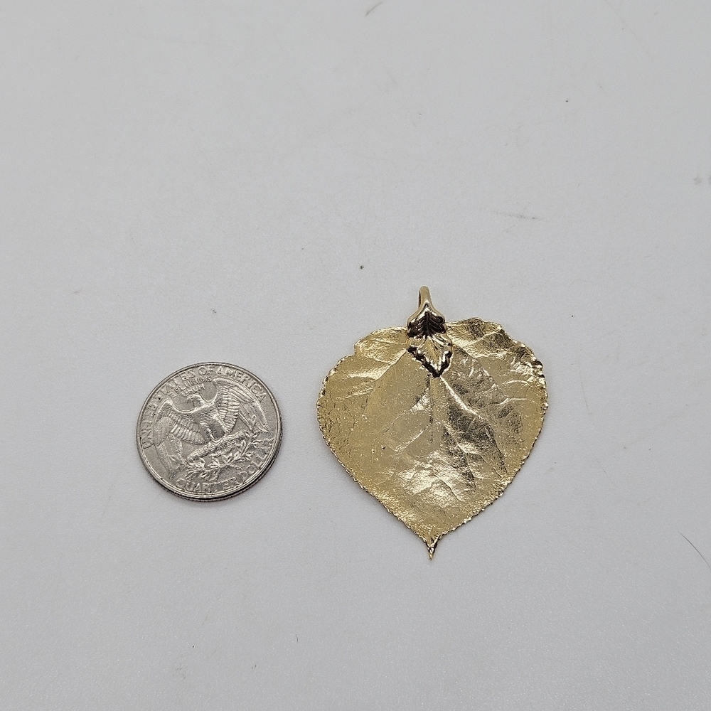 Gold Tone Metal Dipped Leaf Pendant - image 3